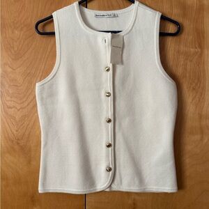 Abercrombie & Fitch Cream Button Down Sleeveless Top